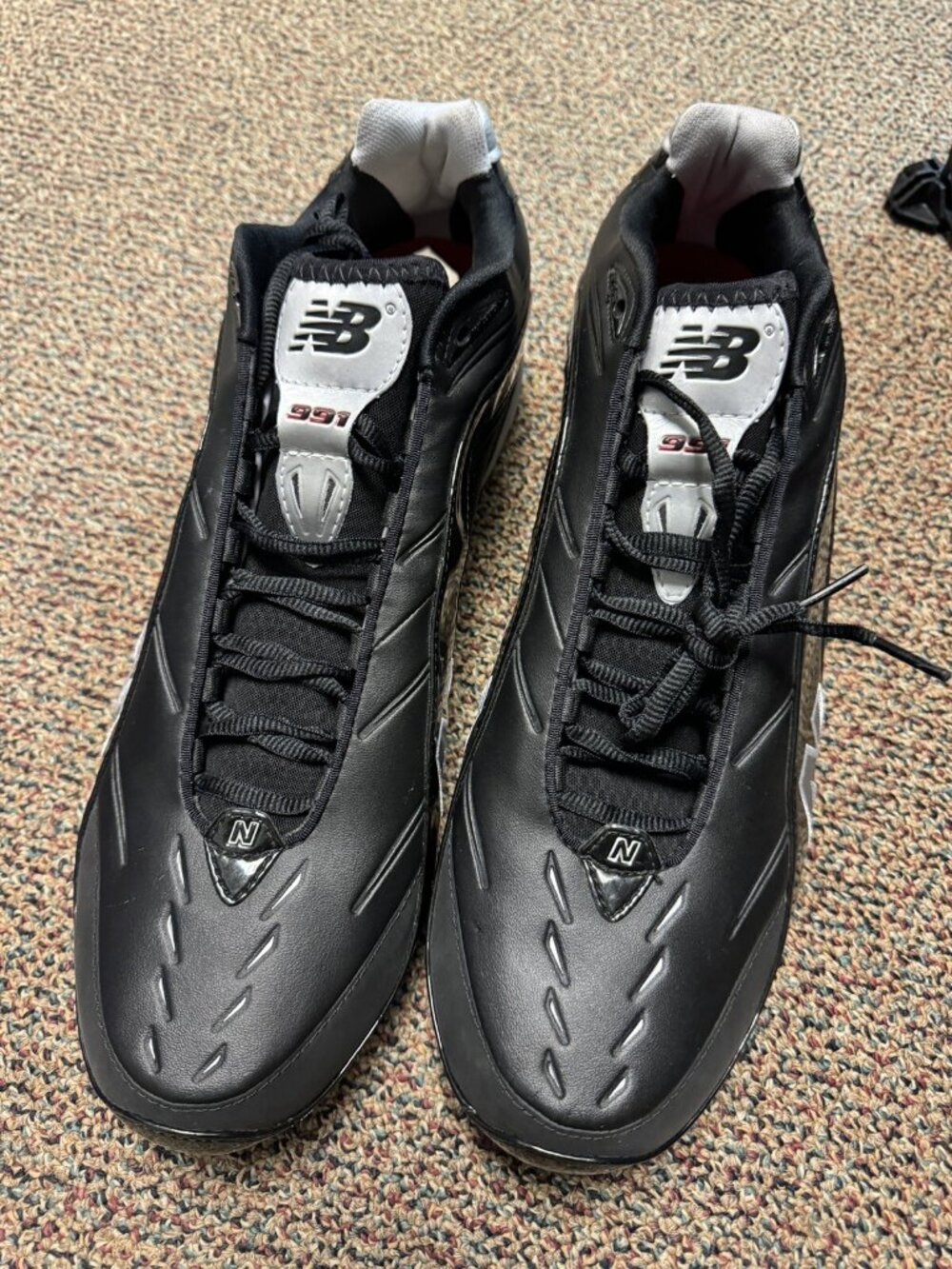 New Balance 991 Football Lacrosse Cleats Size 16 Black Silver MF991LK Adult